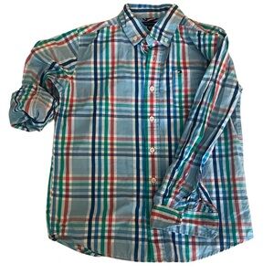Tommy Hilfiger Boy's Multi Plaid Long Sleeve Button-Down Shirt Size 12-14